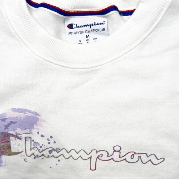 Champion Powerblend Pullover in White with Iridescent Chest Logo - Picture 4 of 7